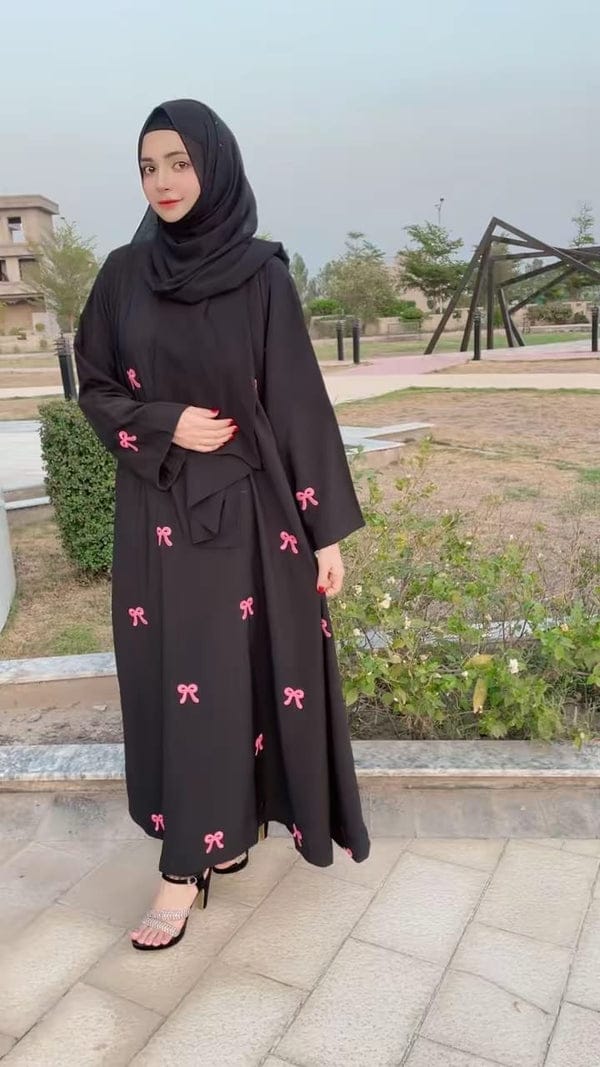 EMBROIDERED MAXI BOW ABAYA