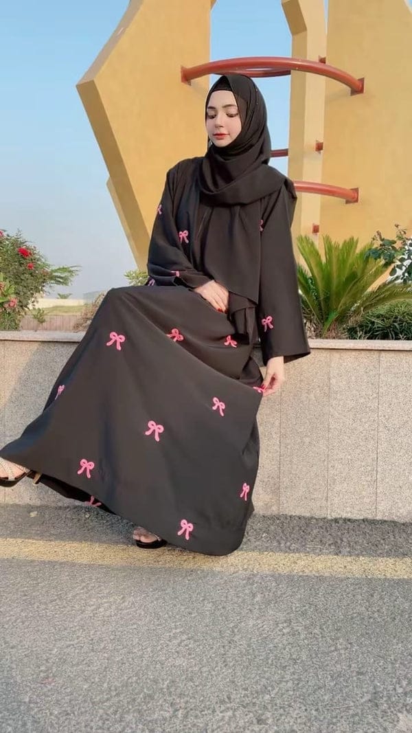 EMBROIDERED MAXI BOW ABAYA