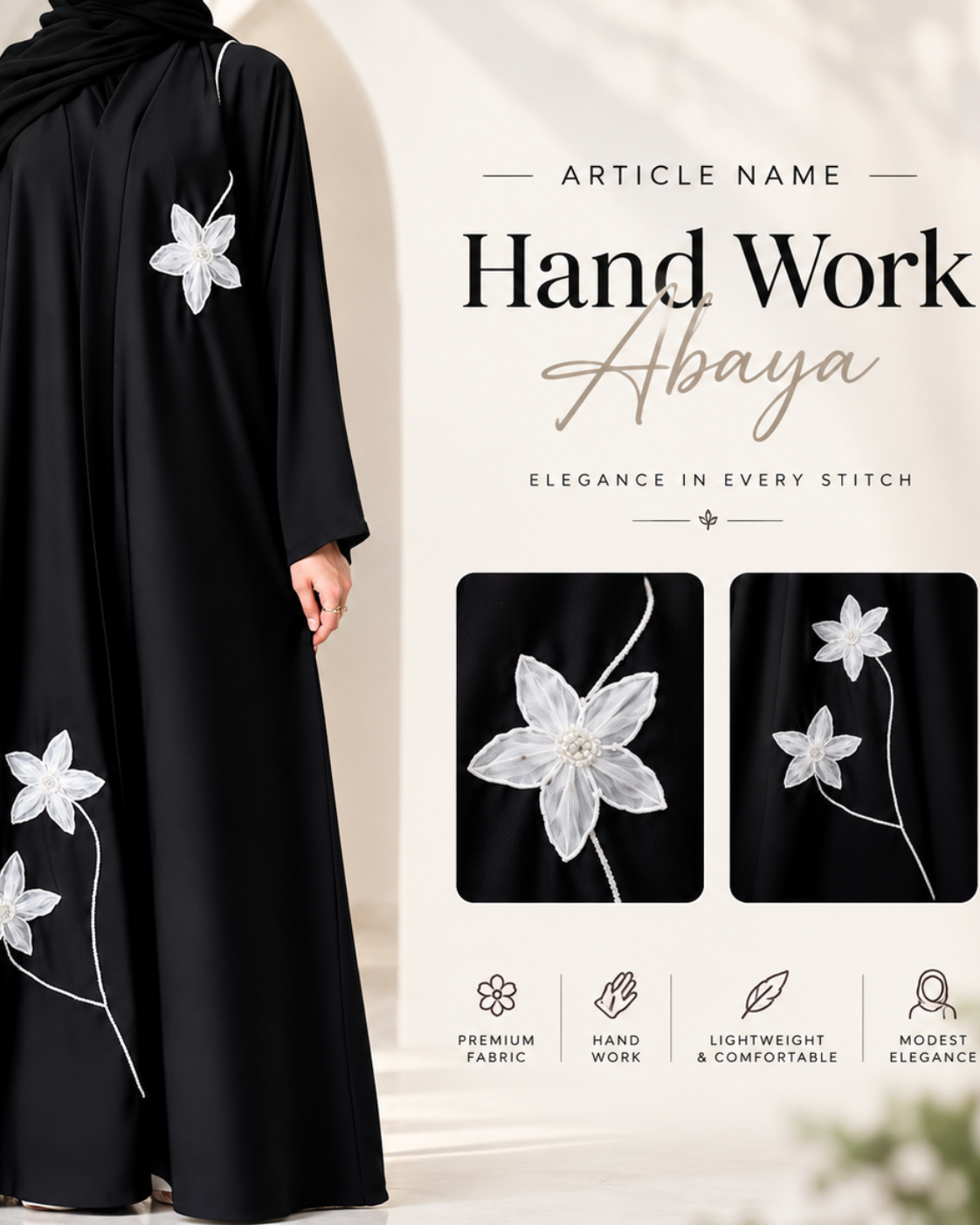 Hand Work Abaya