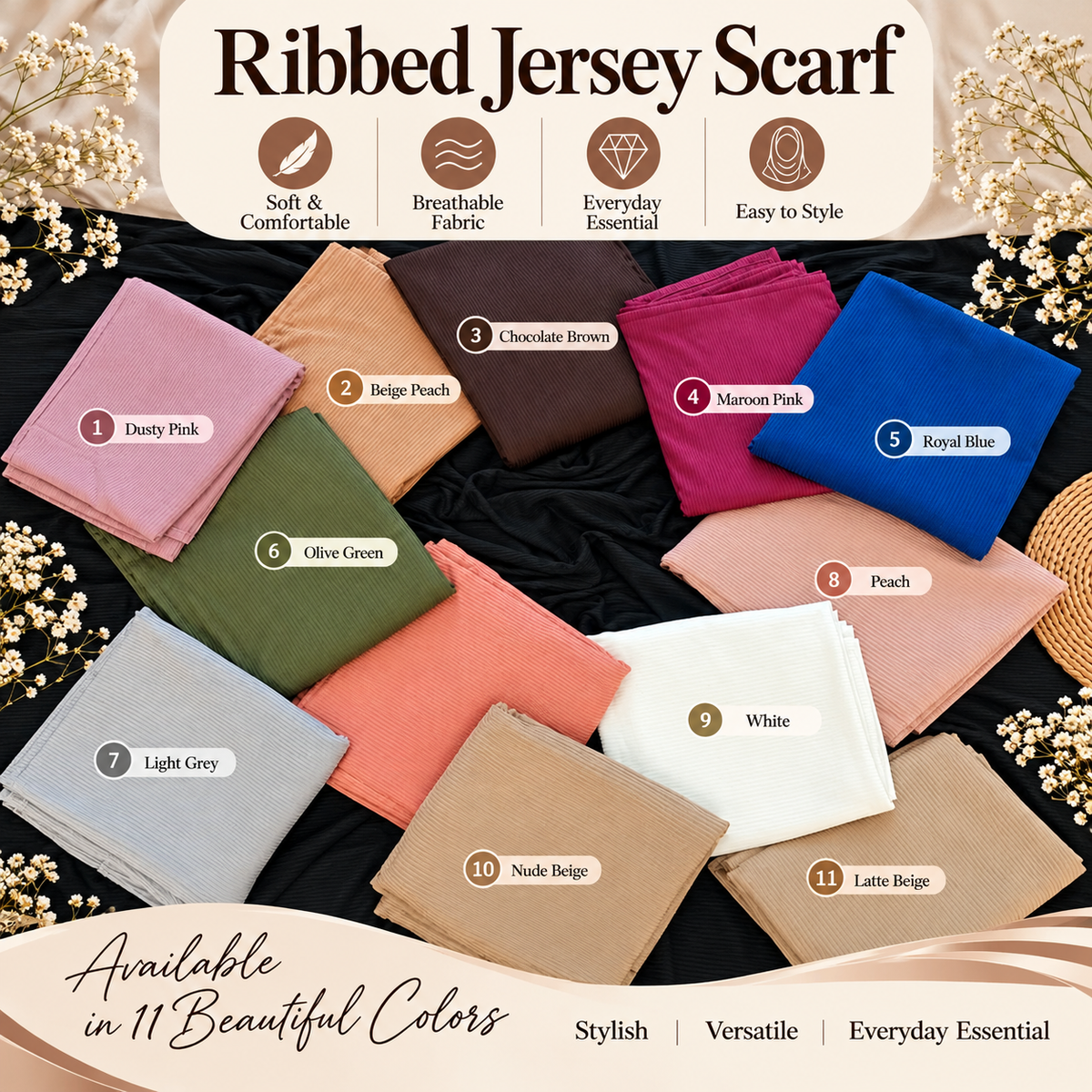 Premium Ribbed Jersey Scarf