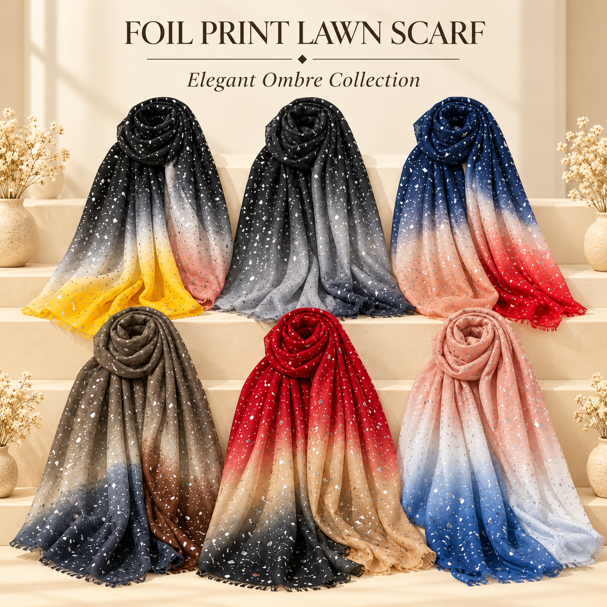 Foil Print Ombre Scarf