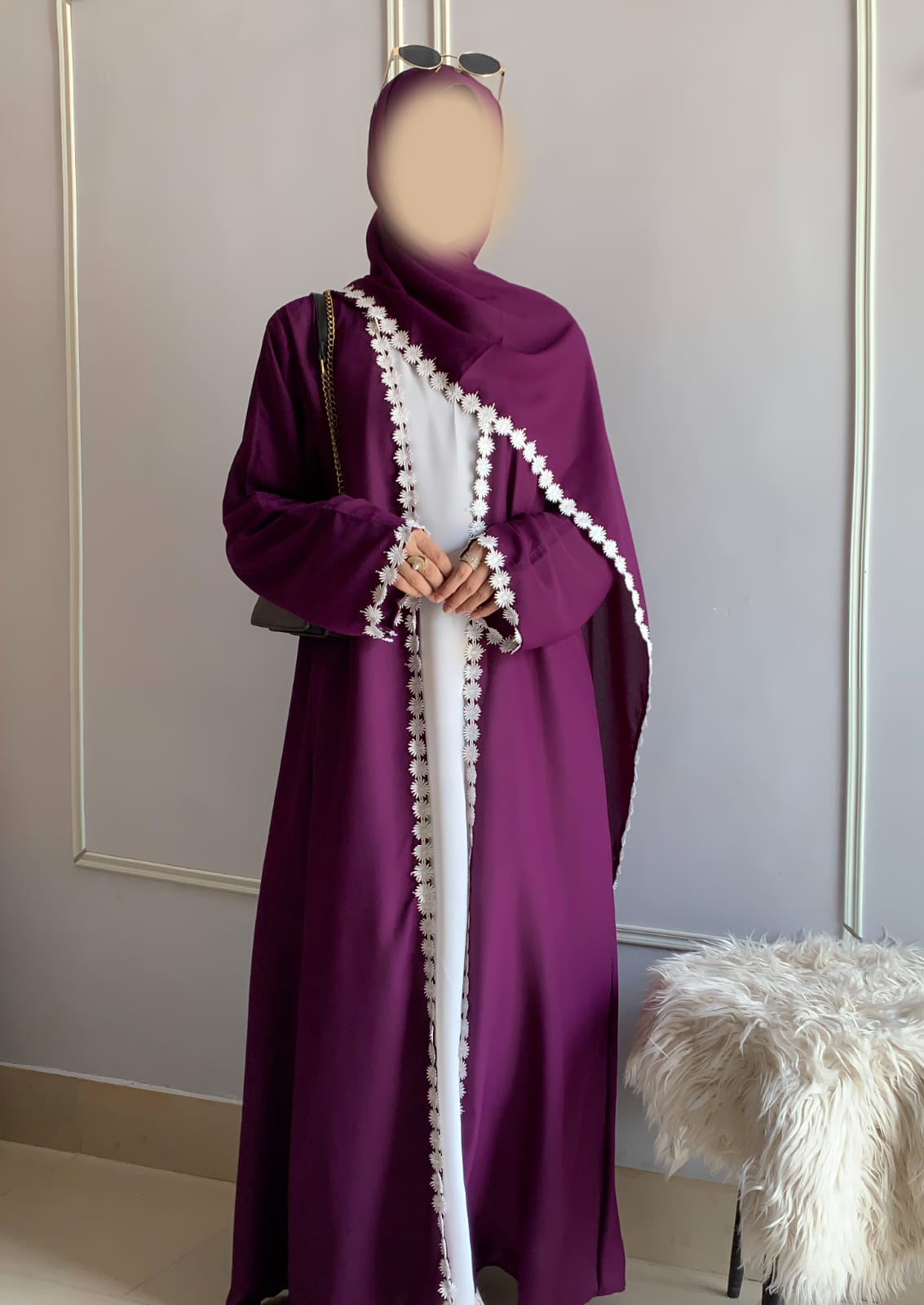 Lacey Kimono Abaya with Attached Inner