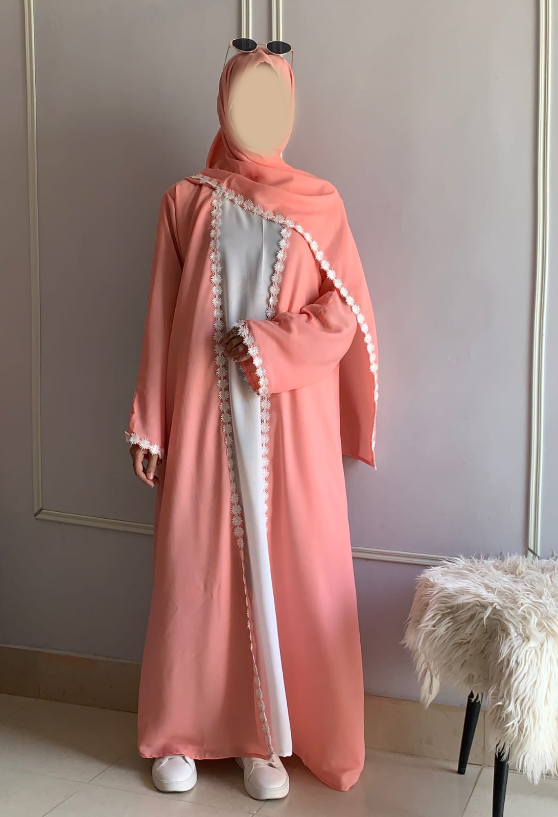 Lacey Kimono Abaya with Attached Inner