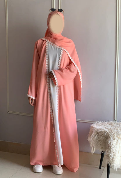 Lacey Kimono Abaya with Attached Inner
