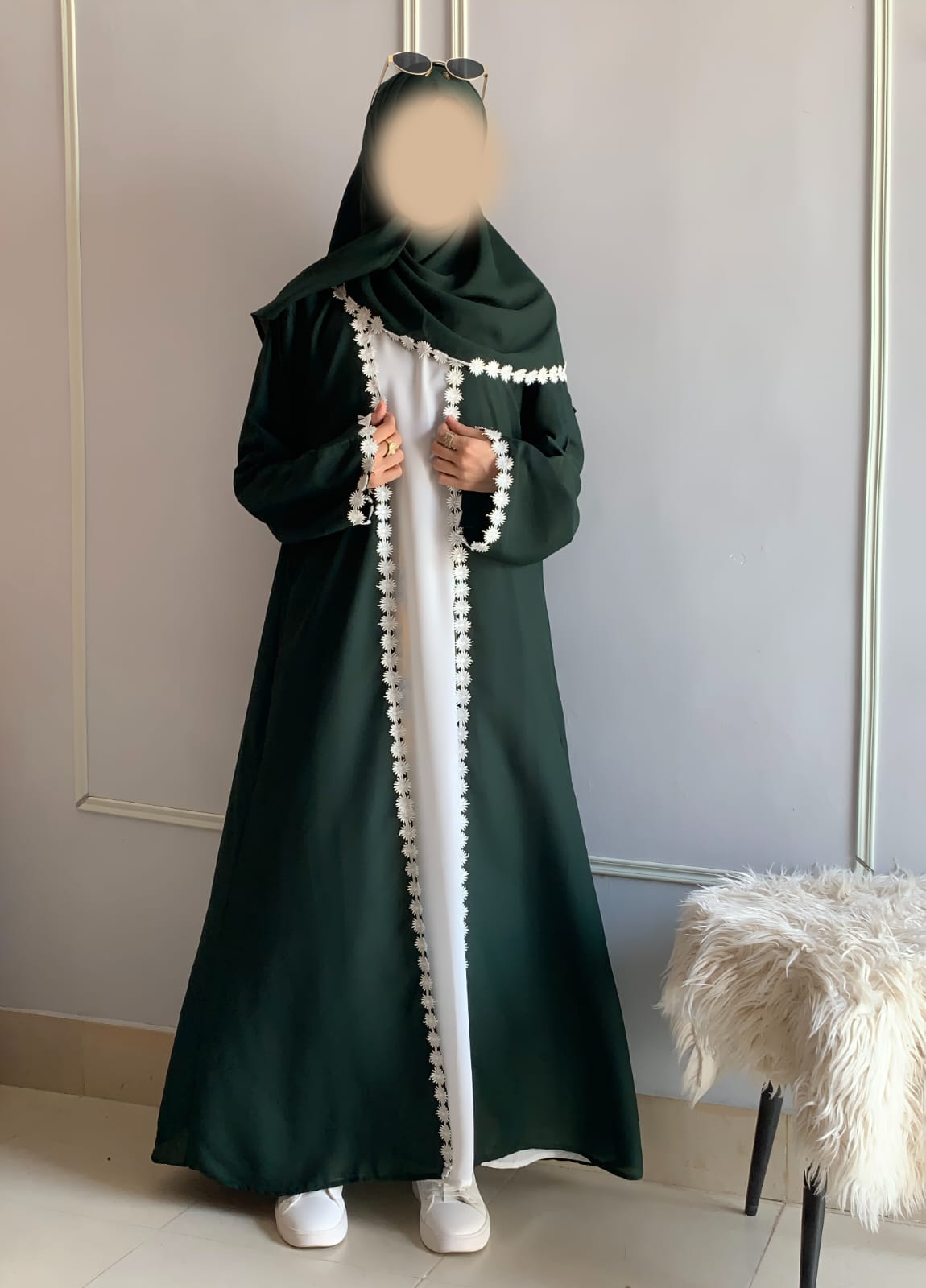 Lacey Kimono Abaya with Attached Inner