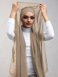 Instant Georgette Hijab With Built-in Magnets Camel / Latte