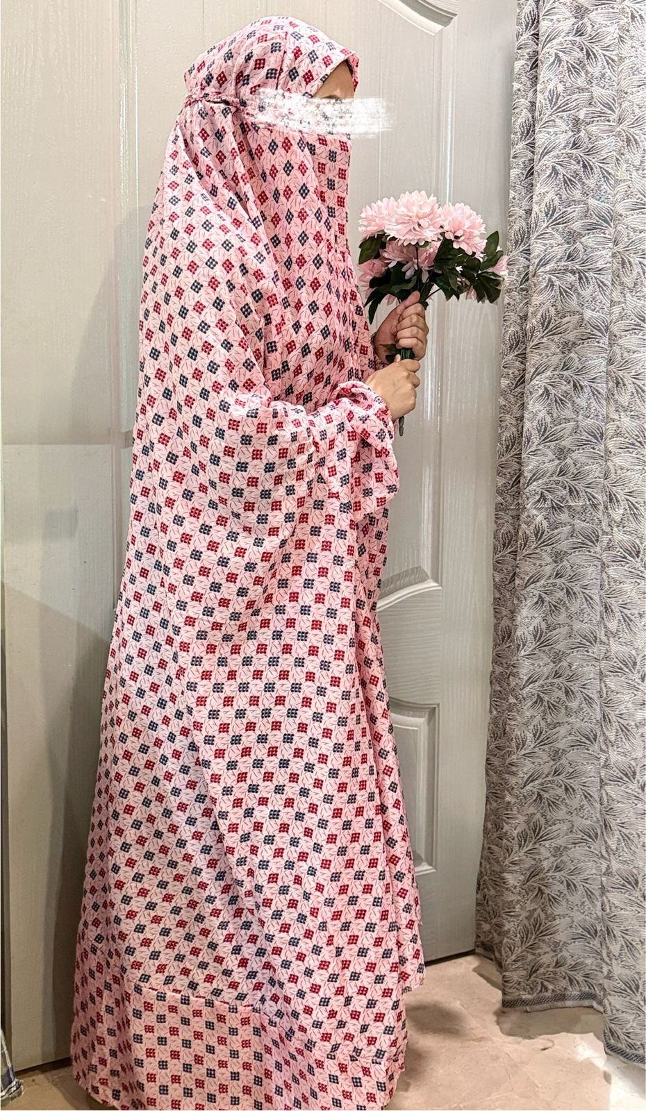 Big Size Full Coverage Namaz Chadar Full Sleeves Pink