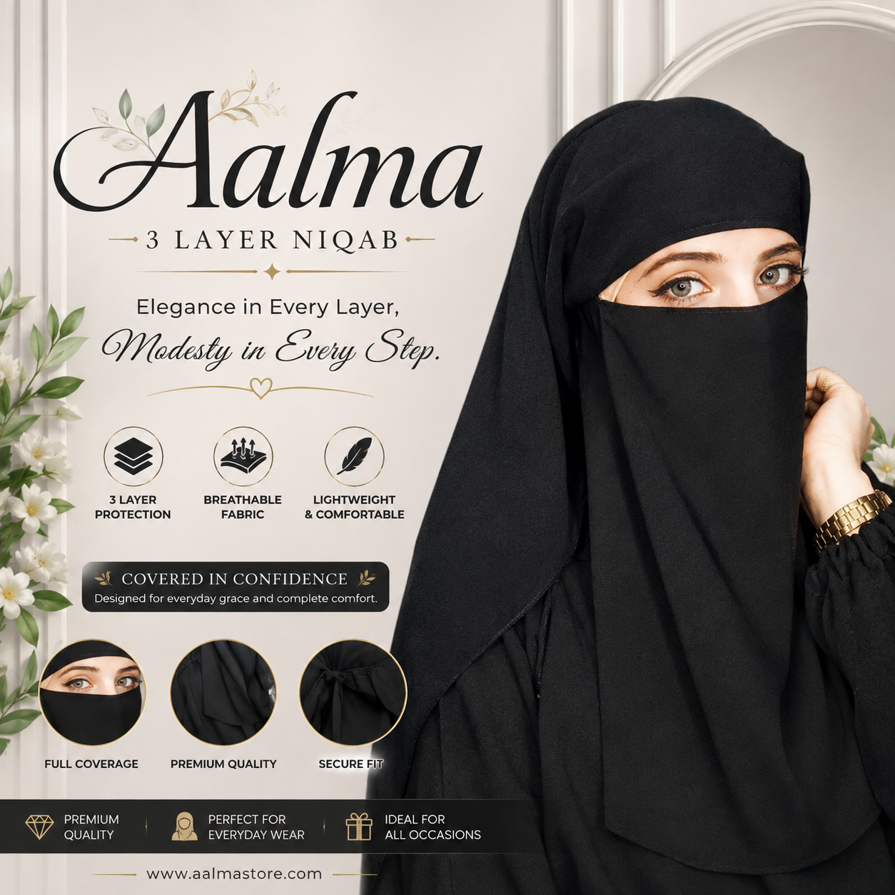 Aalma 3 Layer Niqab