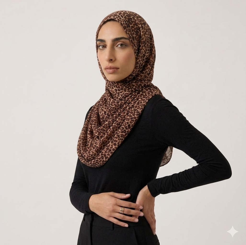 Crinkle Leopard Printed Hijab
