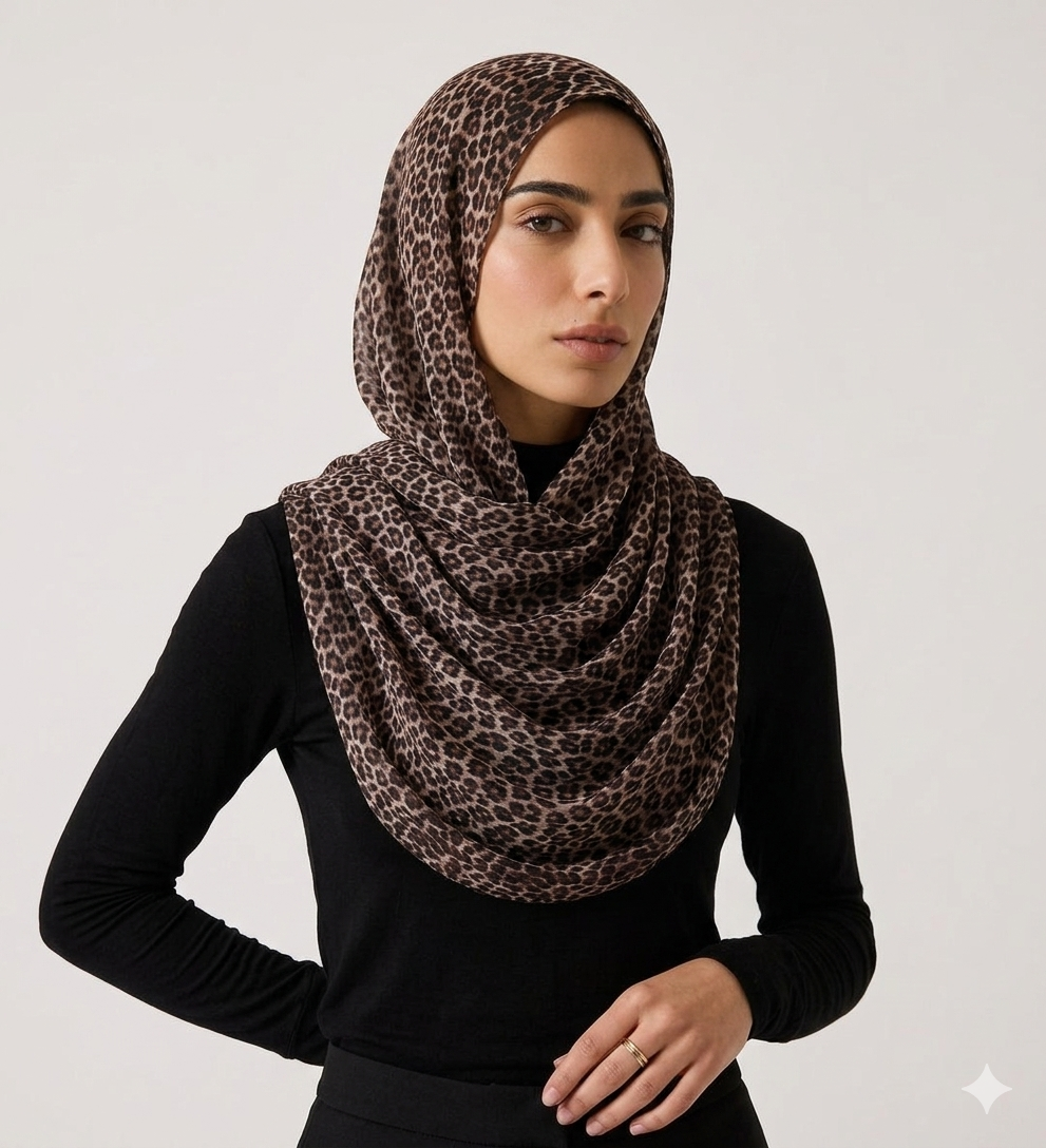 Crinkle Leopard Printed Hijab