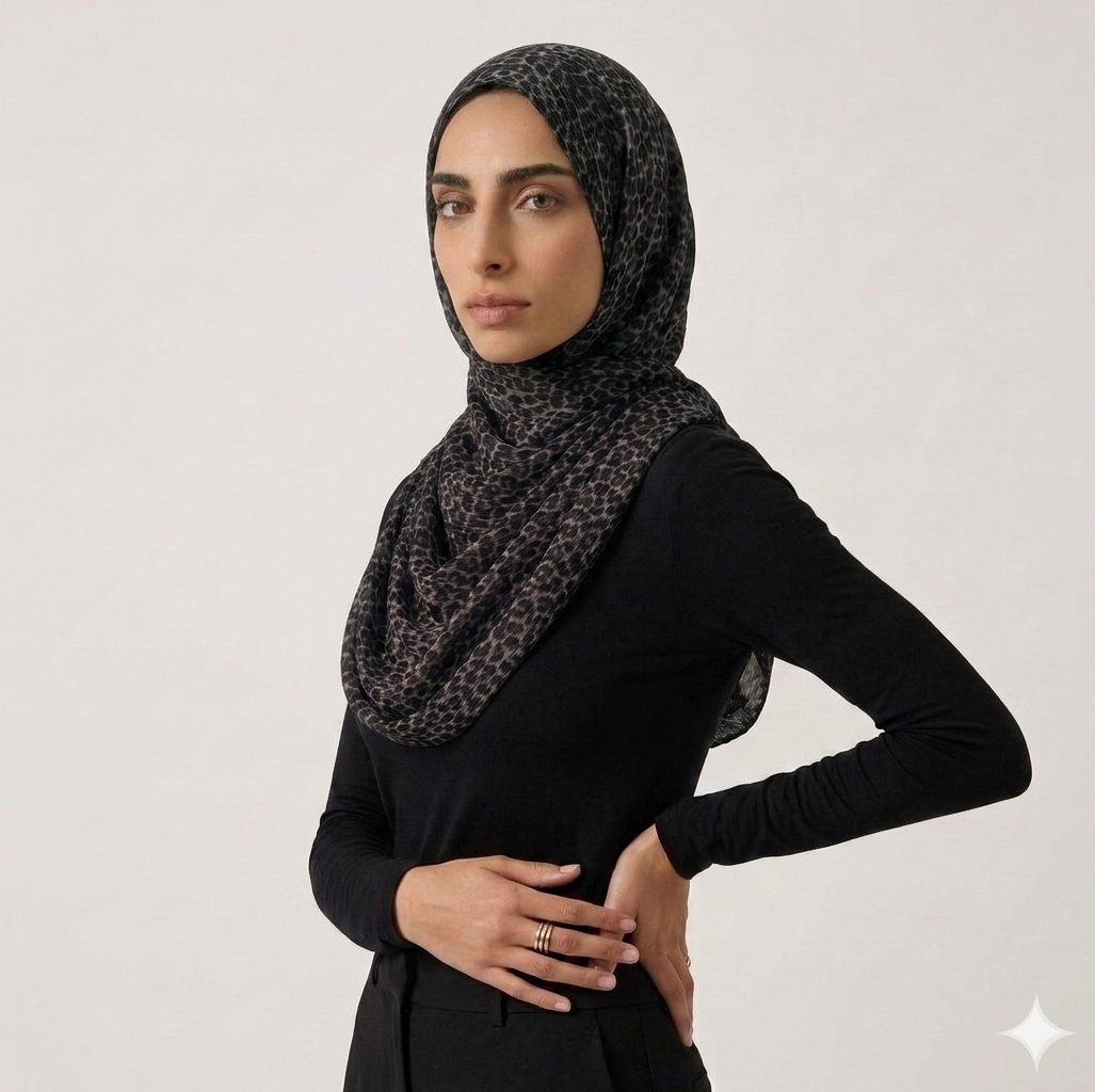 Crinkle Leopard Printed Hijab