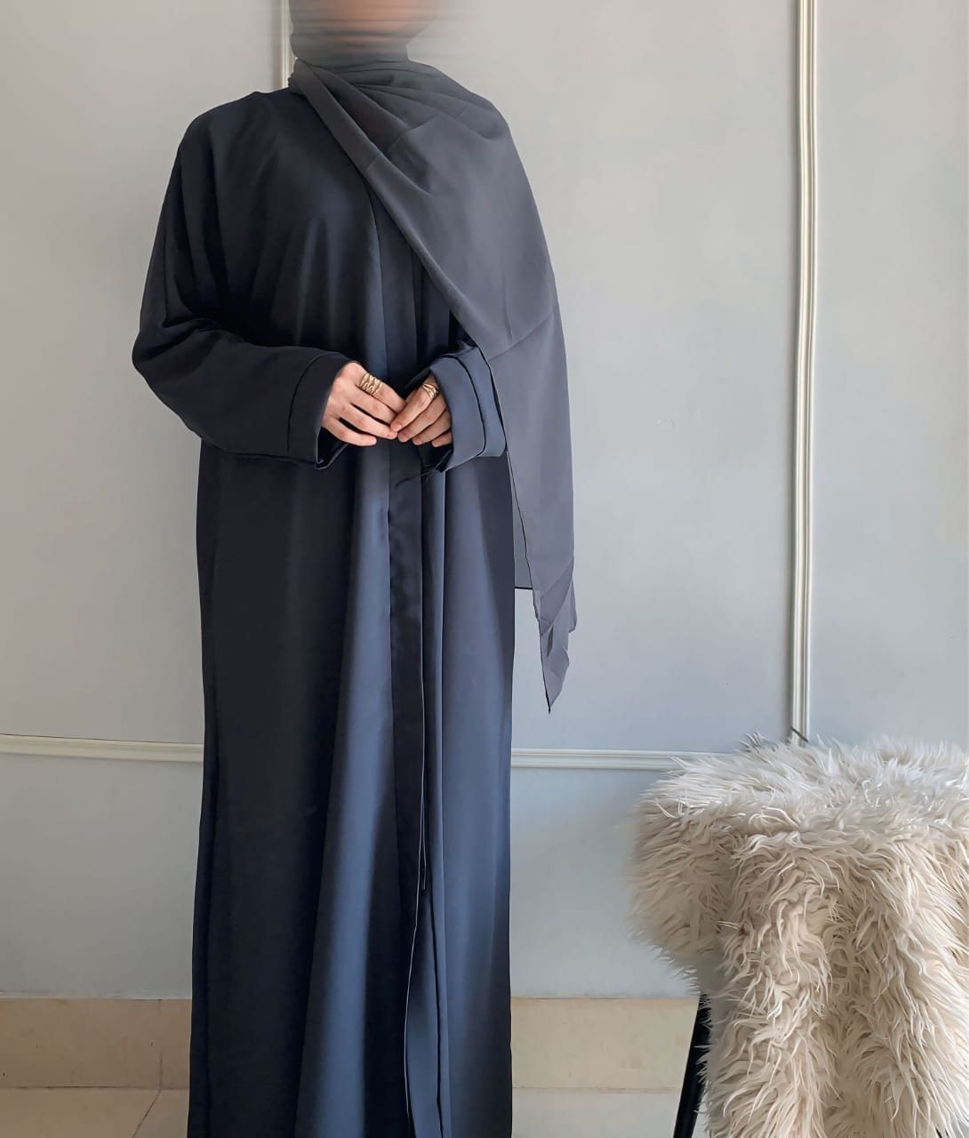 Basic Front Open Abaya with Scarf