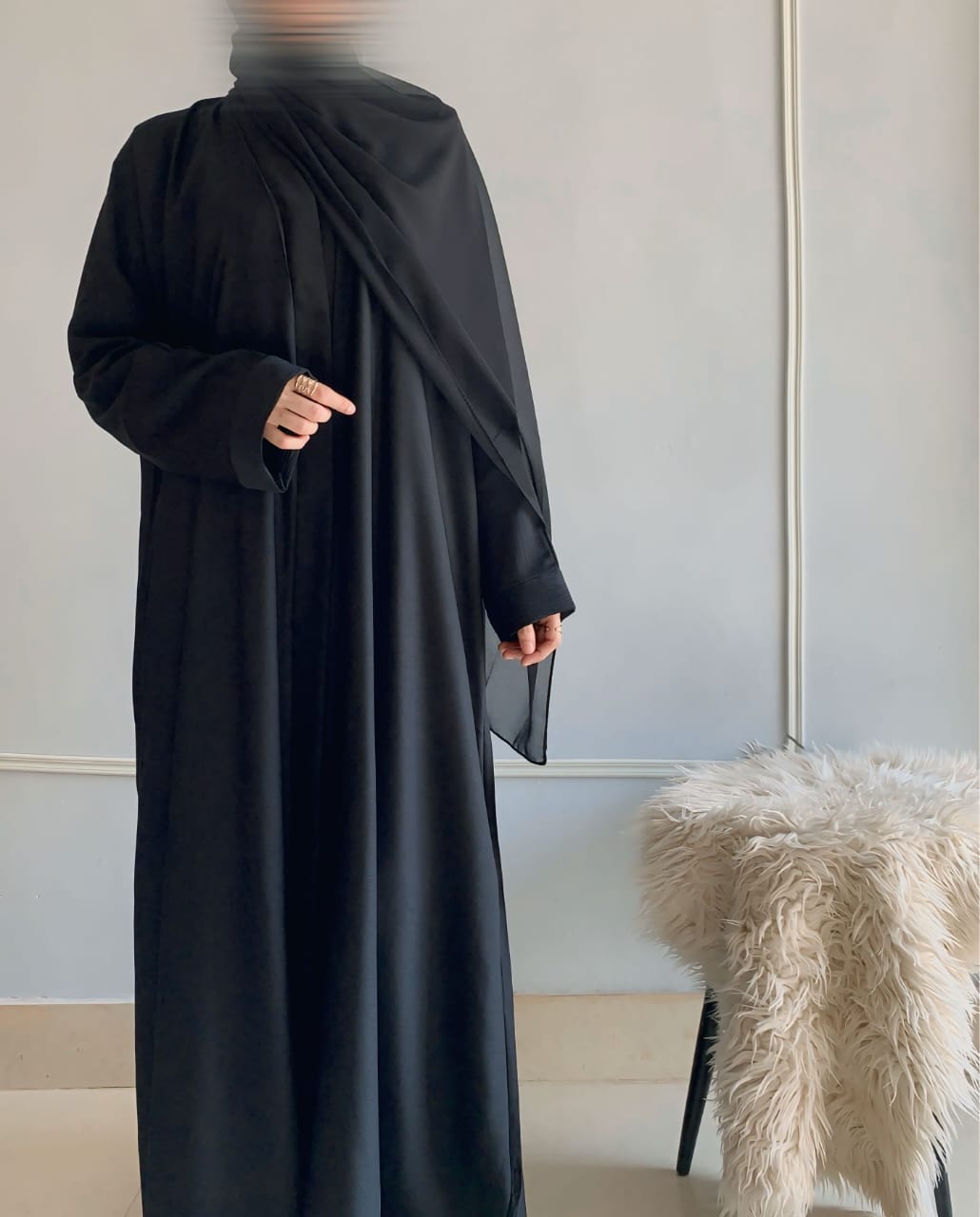Basic Front Open Abaya with Scarf