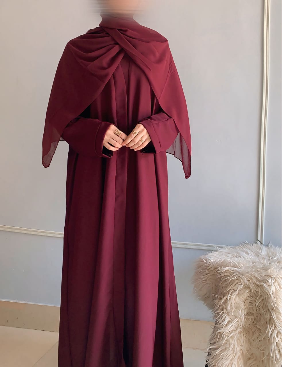 Basic Front Open Abaya with Scarf