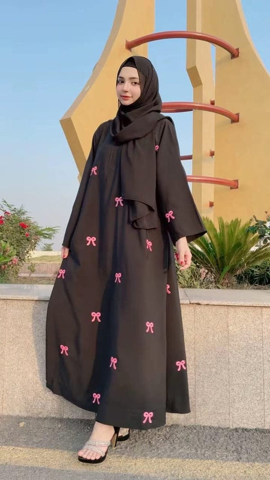 EMBROIDERED MAXI BOW ABAYA