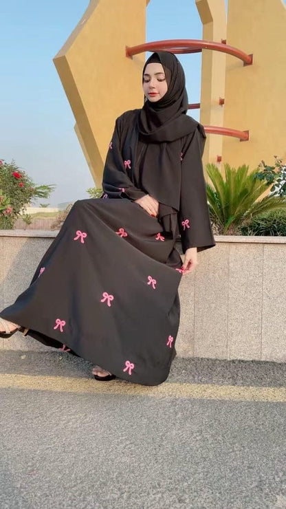 EMBROIDERED MAXI BOW ABAYA