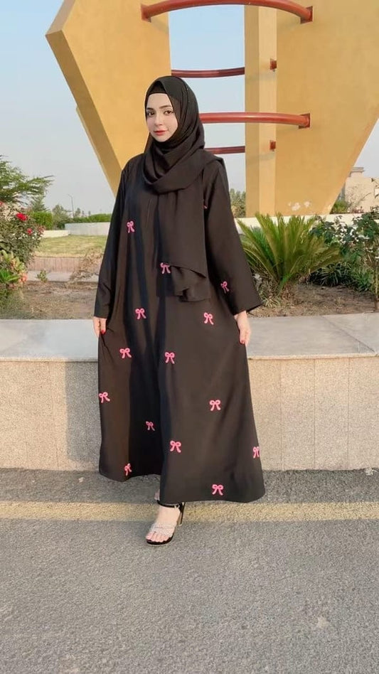 EMBROIDERED MAXI BOW ABAYA