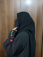 Sleeves Embroidered Abaya Rose