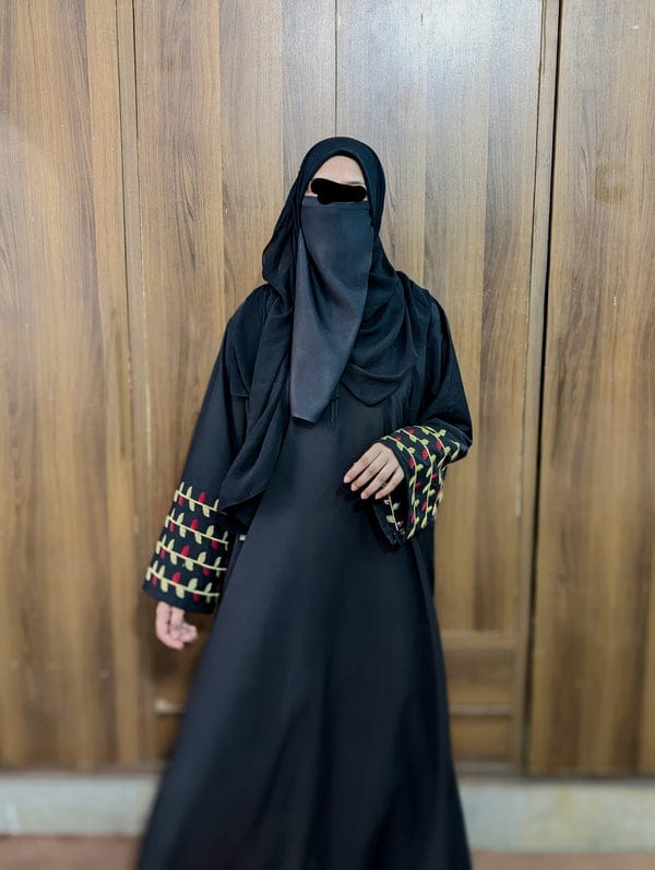 Sleeves Embroidered Abaya Orchid