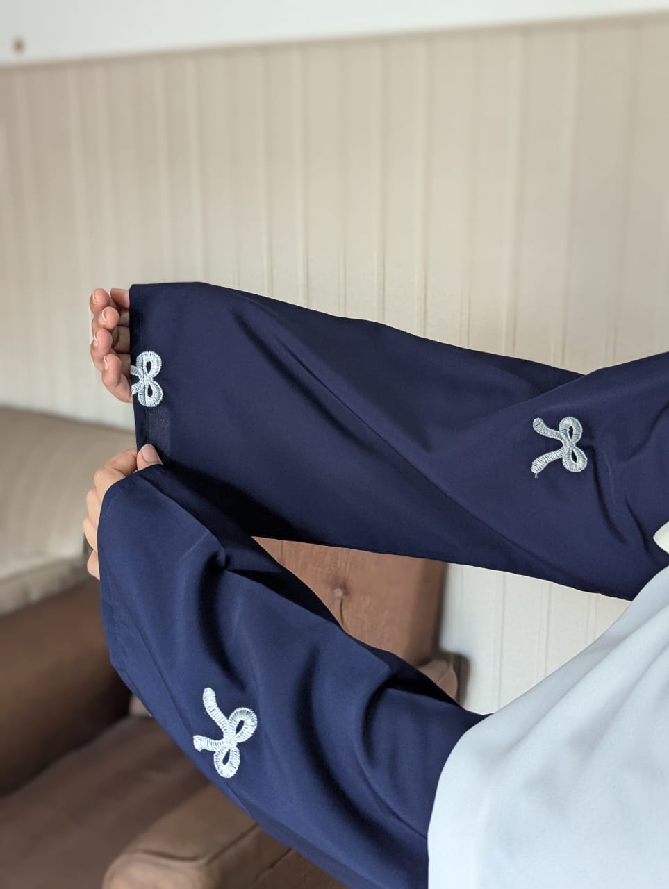 Embroidered Maxi Bow Abaya