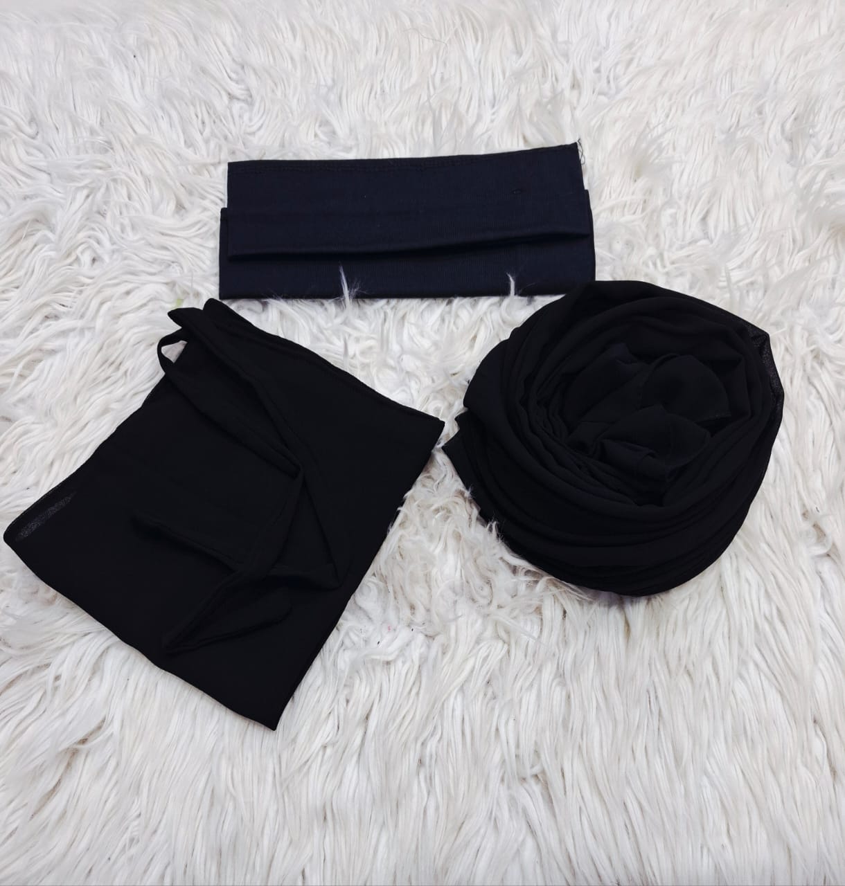 3-Piece Nikab Scarf Cap Set