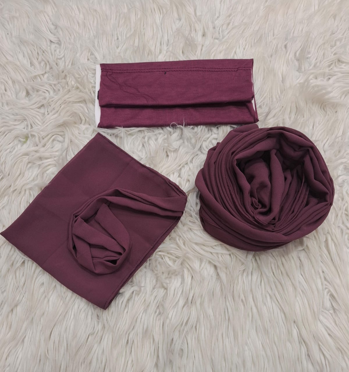 3-Piece Shiffon Nikab Scarf Cap Set