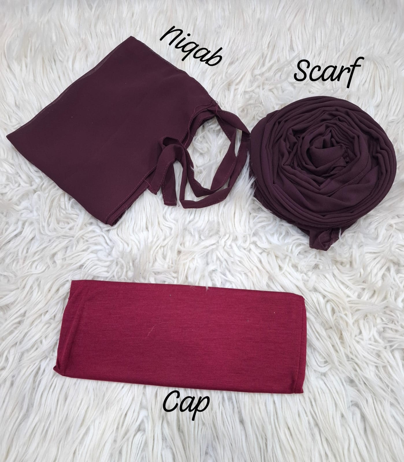 3-Piece Nikab Scarf Cap Set