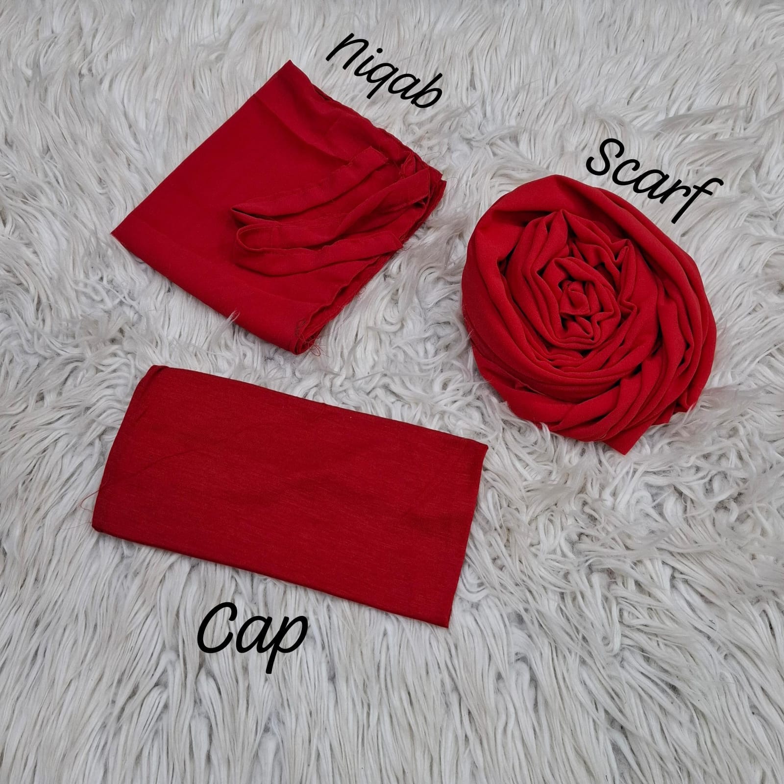 3-Piece Nikab Scarf Cap Set
