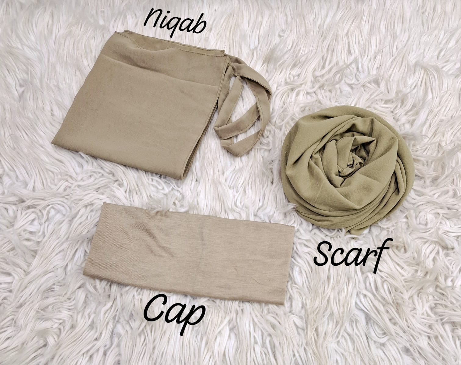 3-Piece Nikab Scarf Cap Set