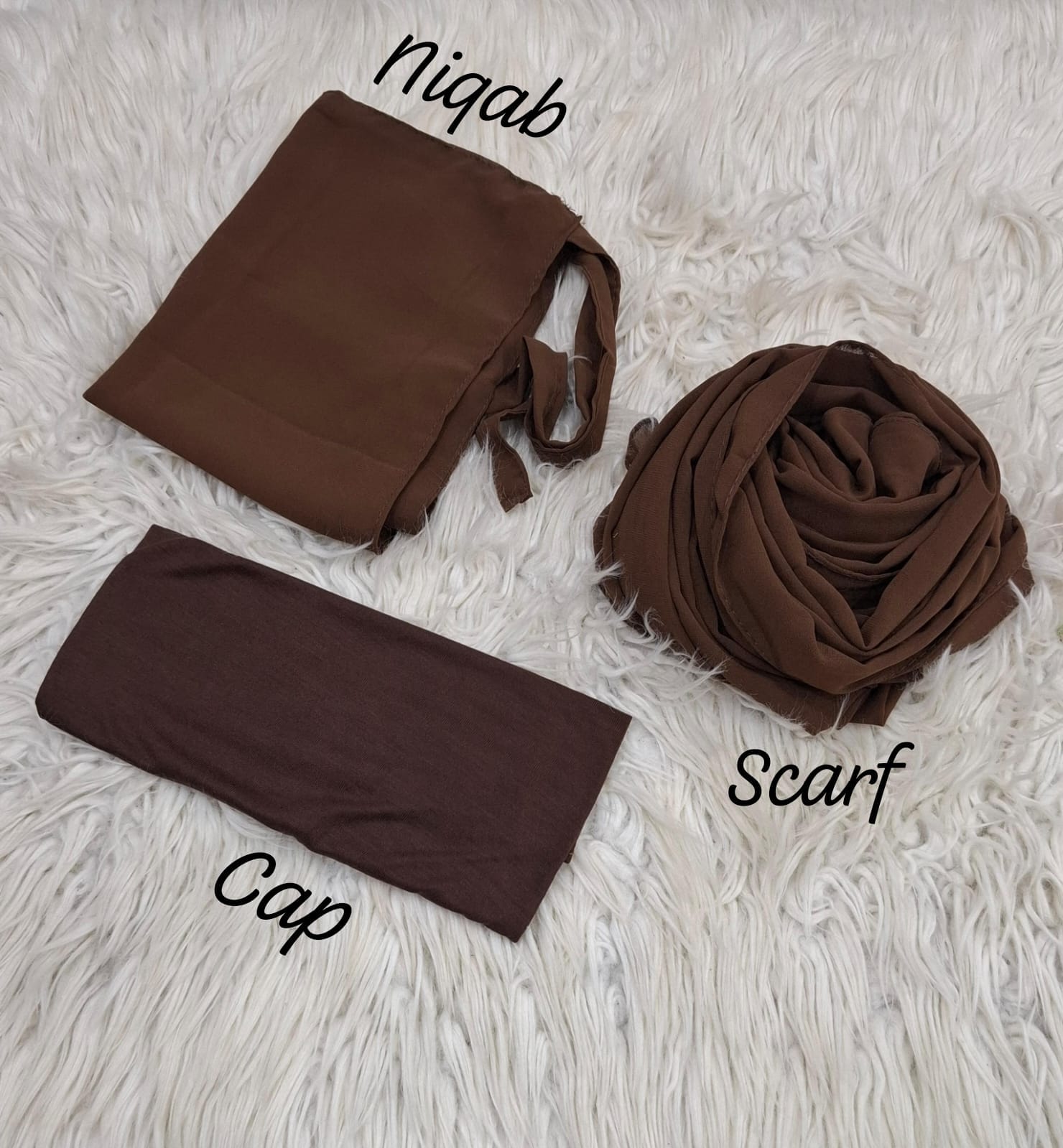 3-Piece Nikab Scarf Cap Set