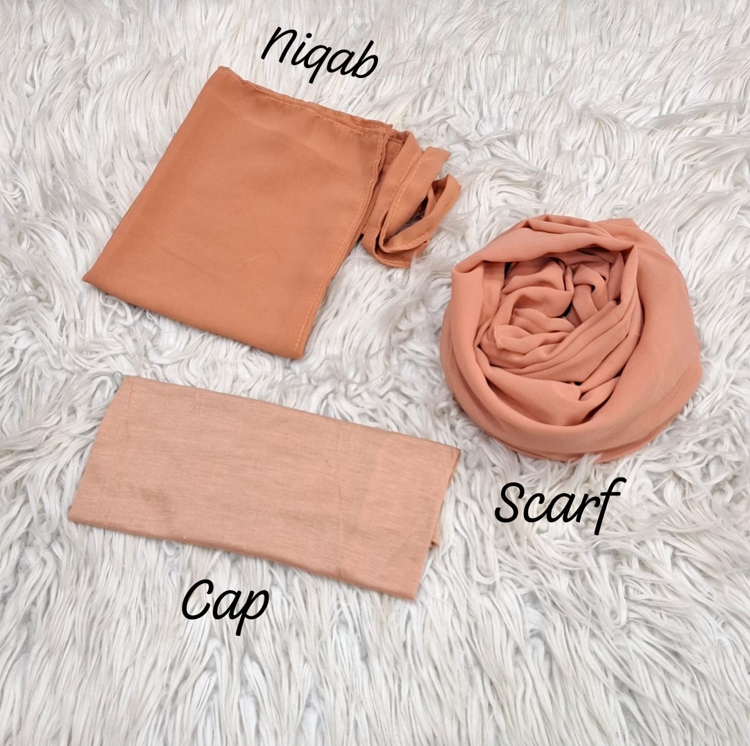 3-Piece Nikab Scarf Cap Set