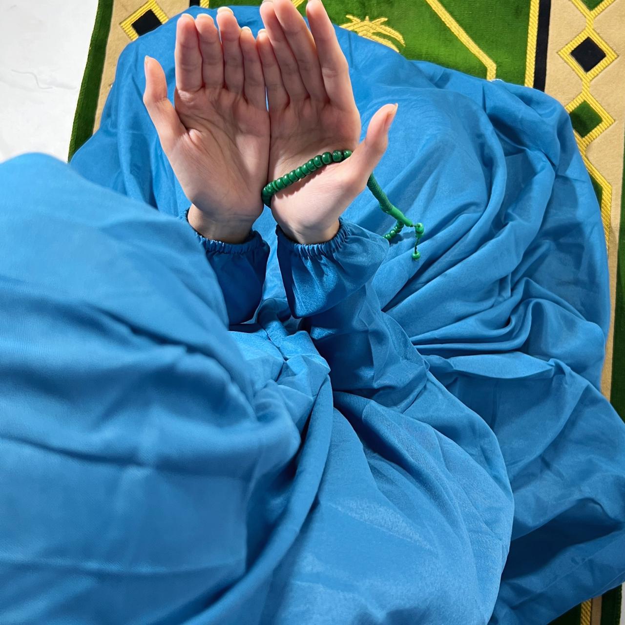 Big Size Full Coverage Namaz Chadar Full Sleeves Teal Blue