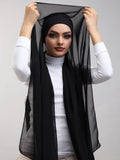 Instant Georgette Hijab With Built-in Magnets Black