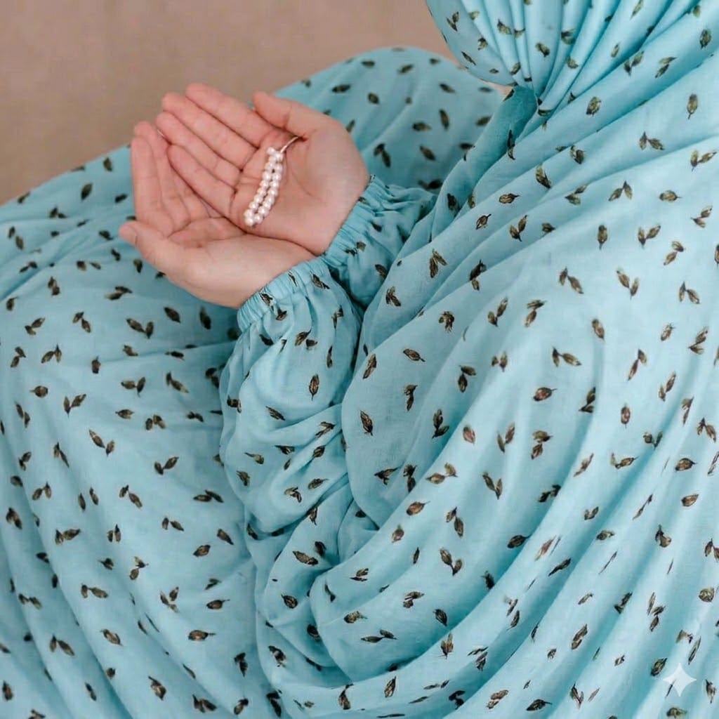 Big Size Full Coverage Namaz Chadar Full Sleeves Sea Green