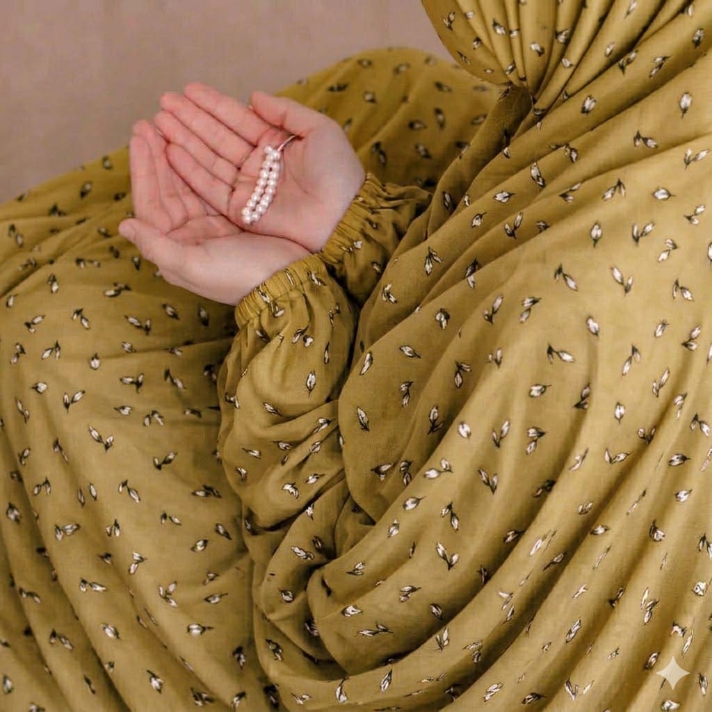 Big Size Full Coverage Namaz Chadar Full Sleeves mustard