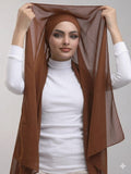 Instant Georgette Hijab With Built-in Magnets Coffee Brown