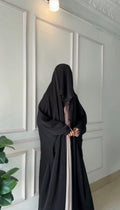 Front Open Iraqi Abaya With Lace & Face Cover