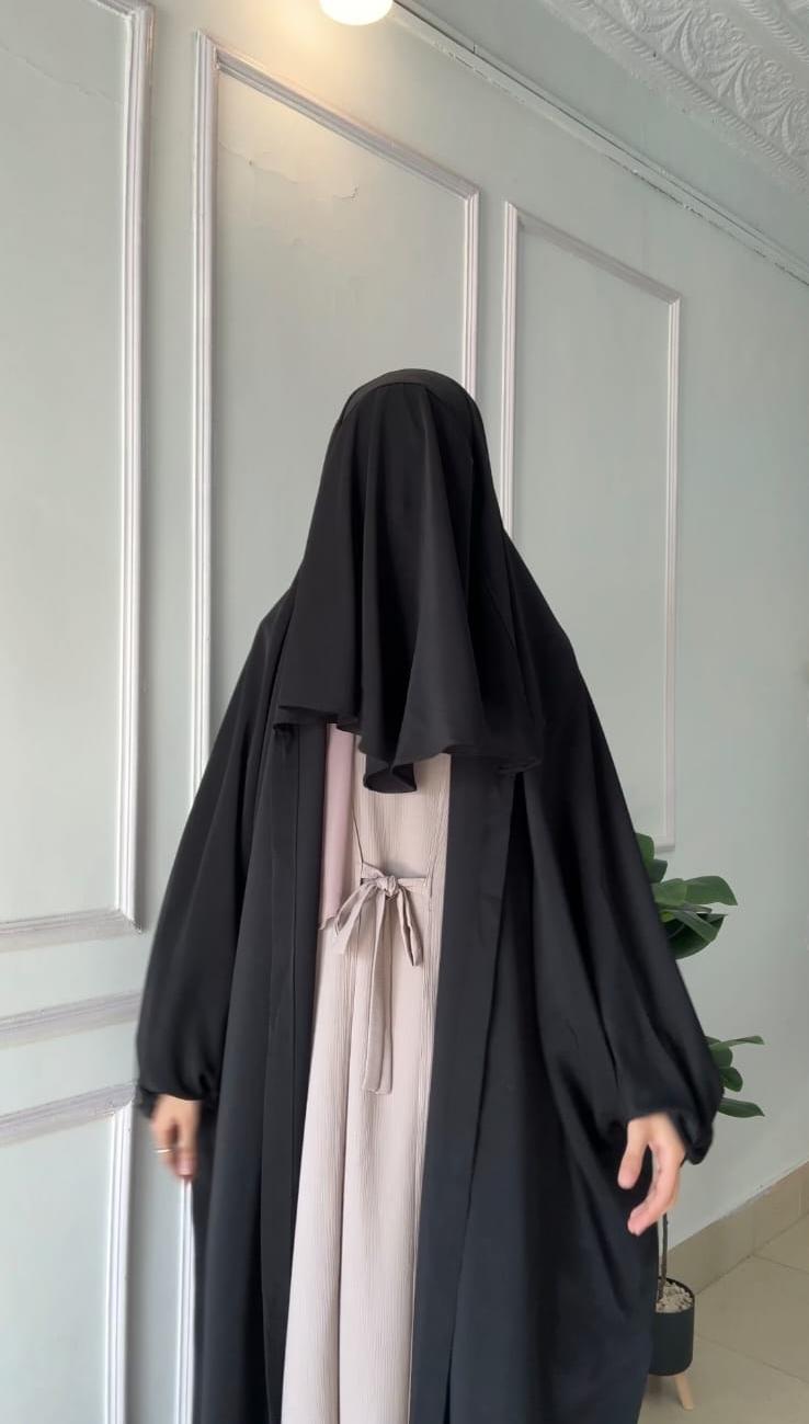 Front Open Iraqi Sleeves Chadar With Face Cover