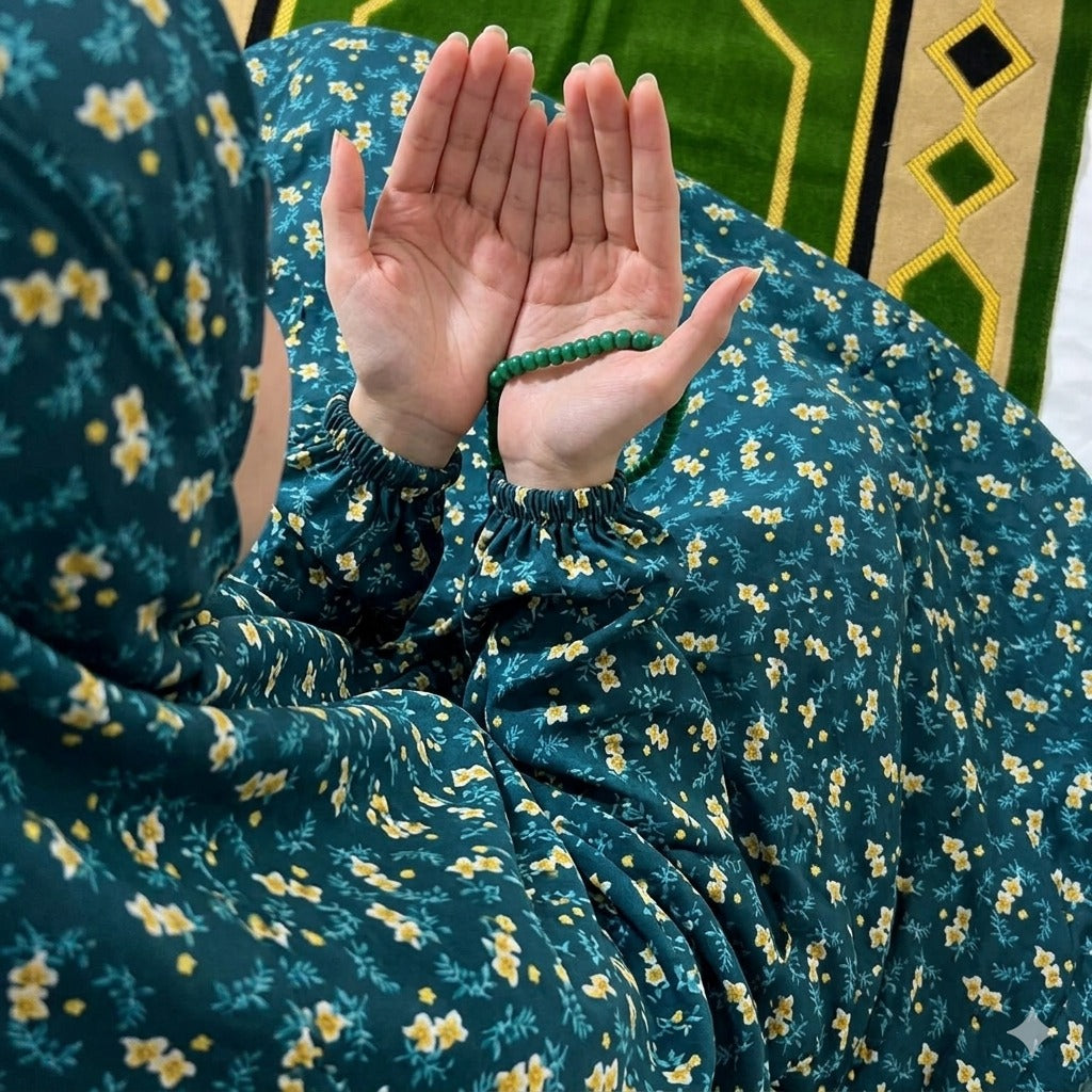 Big Size Full Coverage Namaz Chadar Full Sleeves Bottle Green