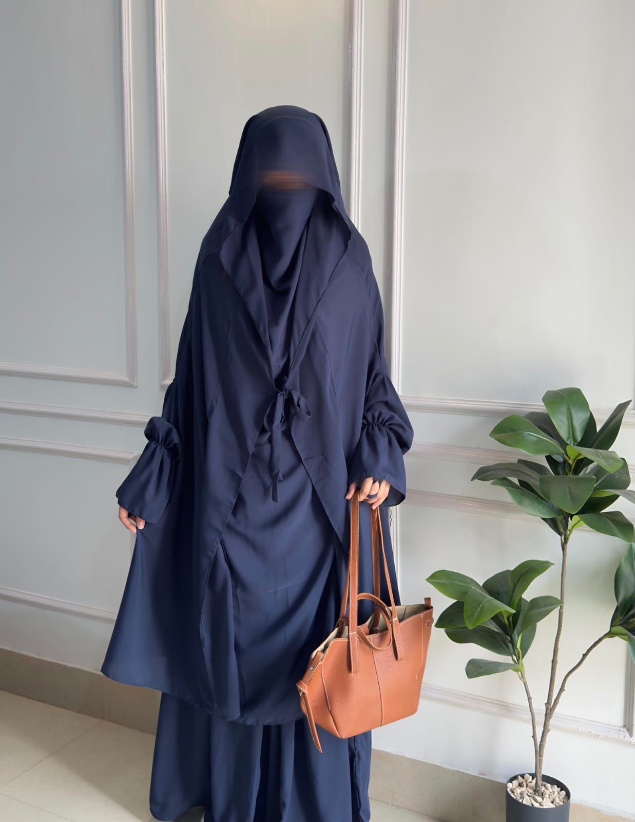 Saudi Jilbab – 2 Piece Set  Greyish Blue