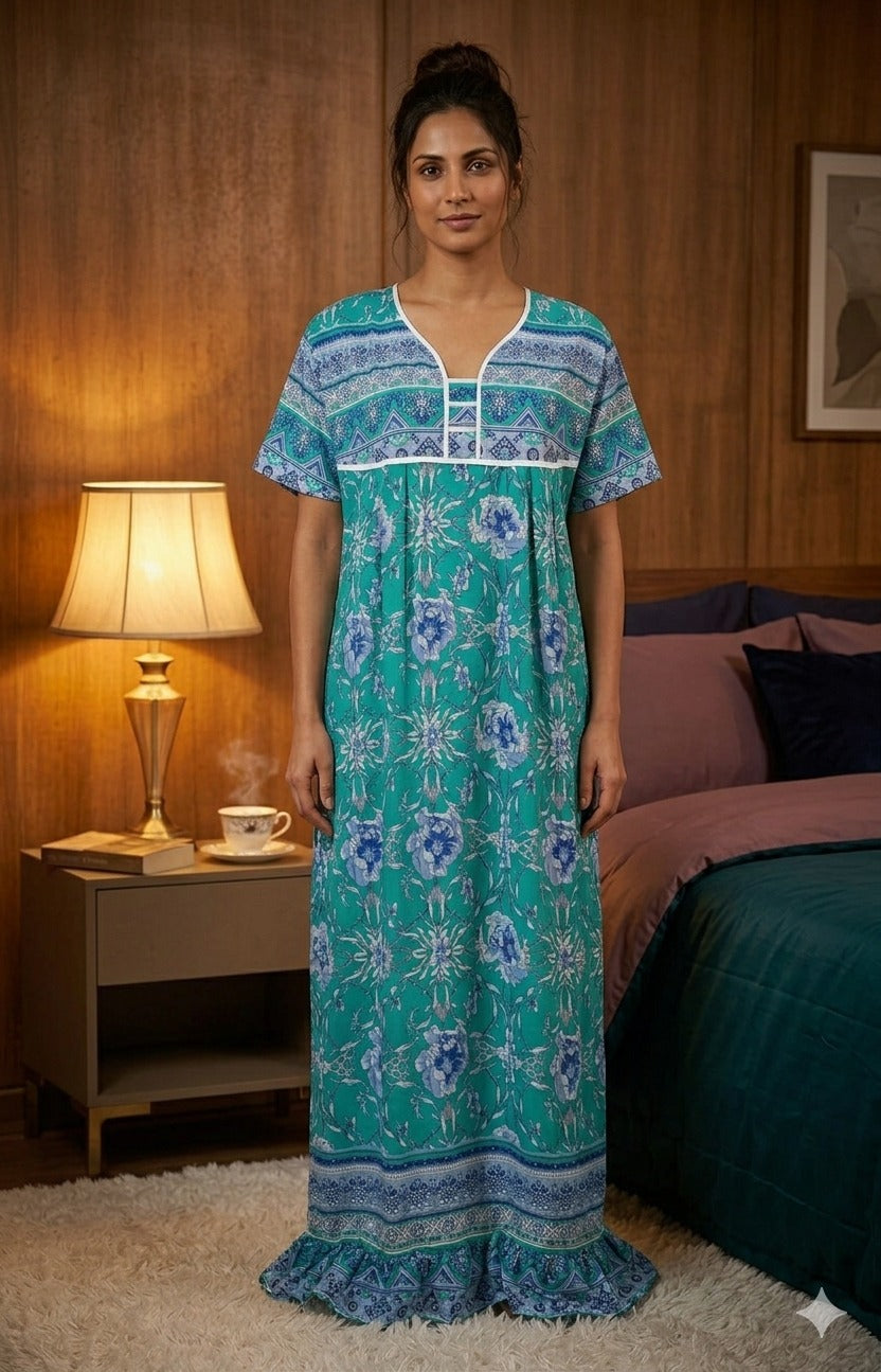 Printed Lilan Long Nighty