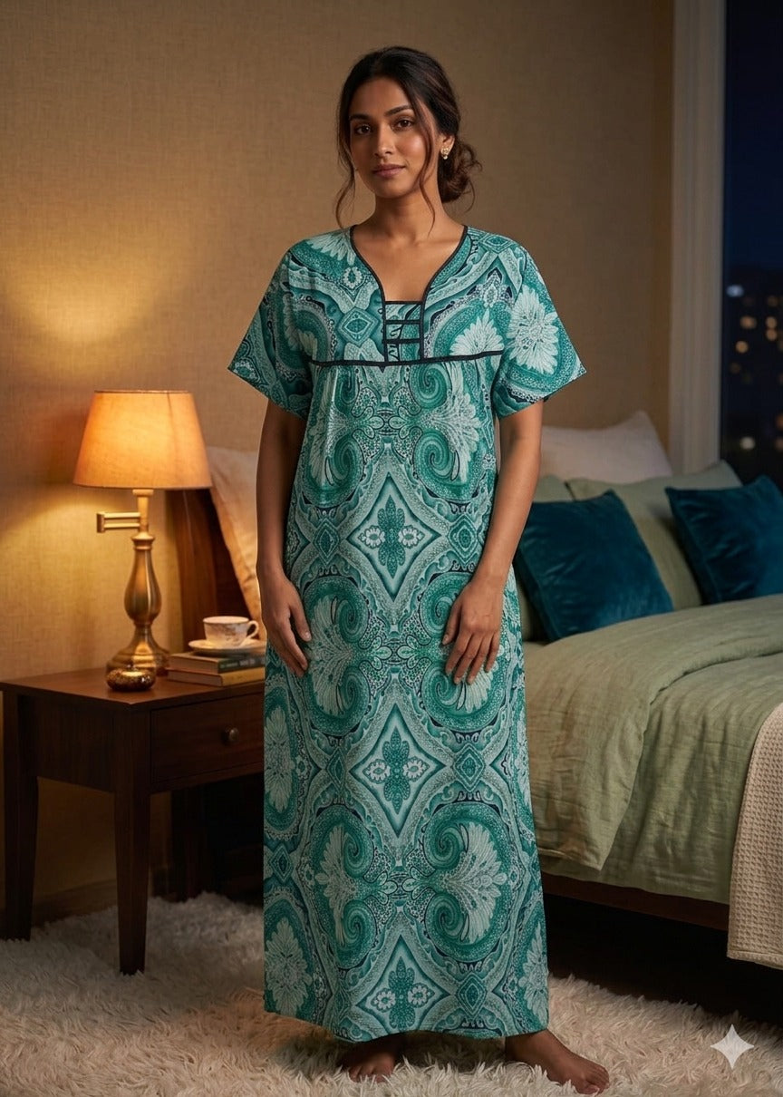 Printed Lilan Long Nighty