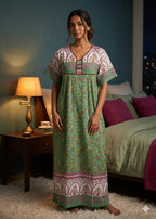 Printed Lilan Long Nighty