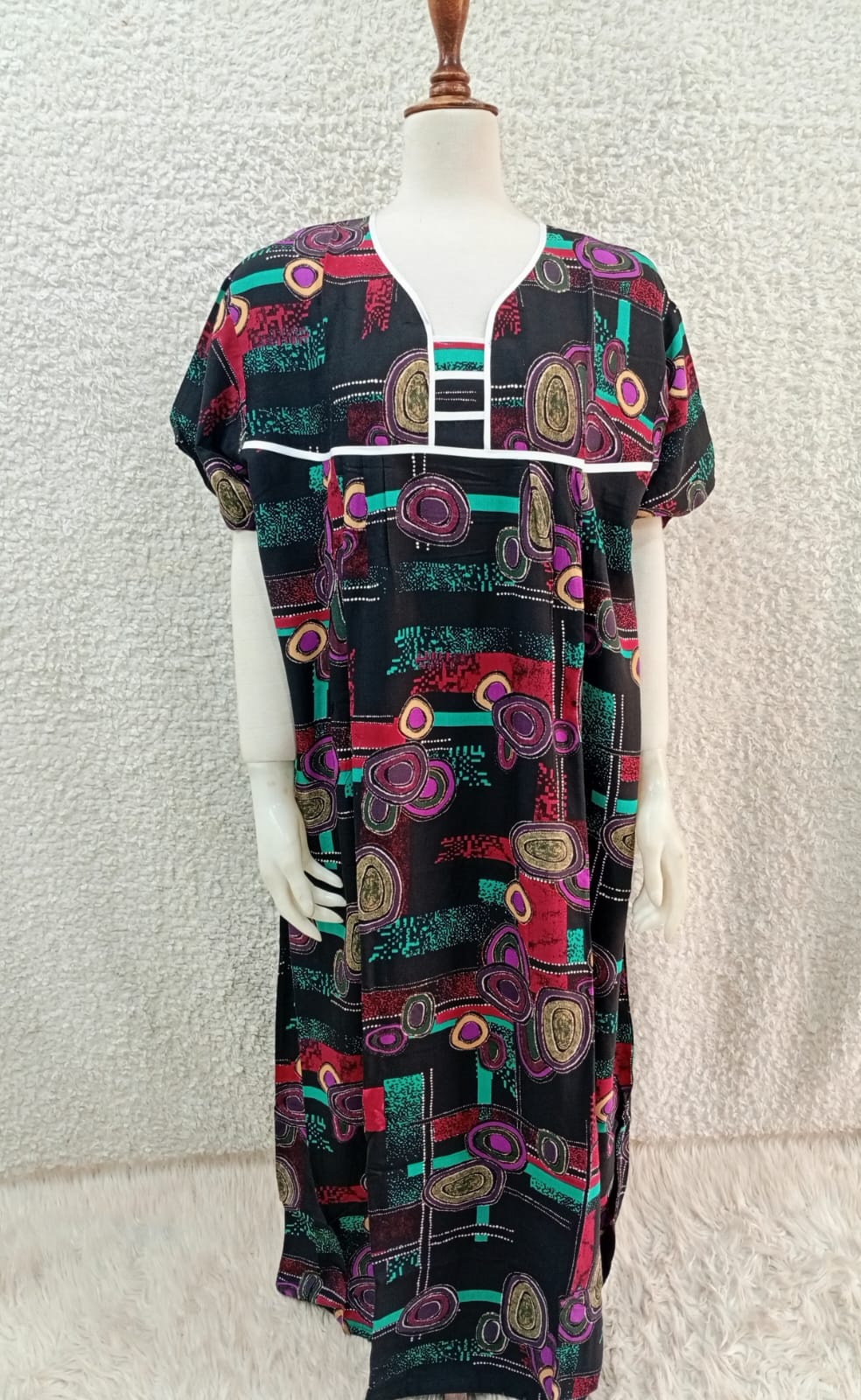 maxi dress nighty Printed Lilan Long Nighty – abbaya by alnisa styles