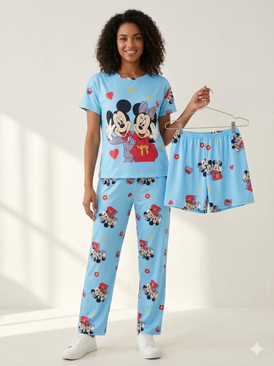 3 Piece Printed Night Suit