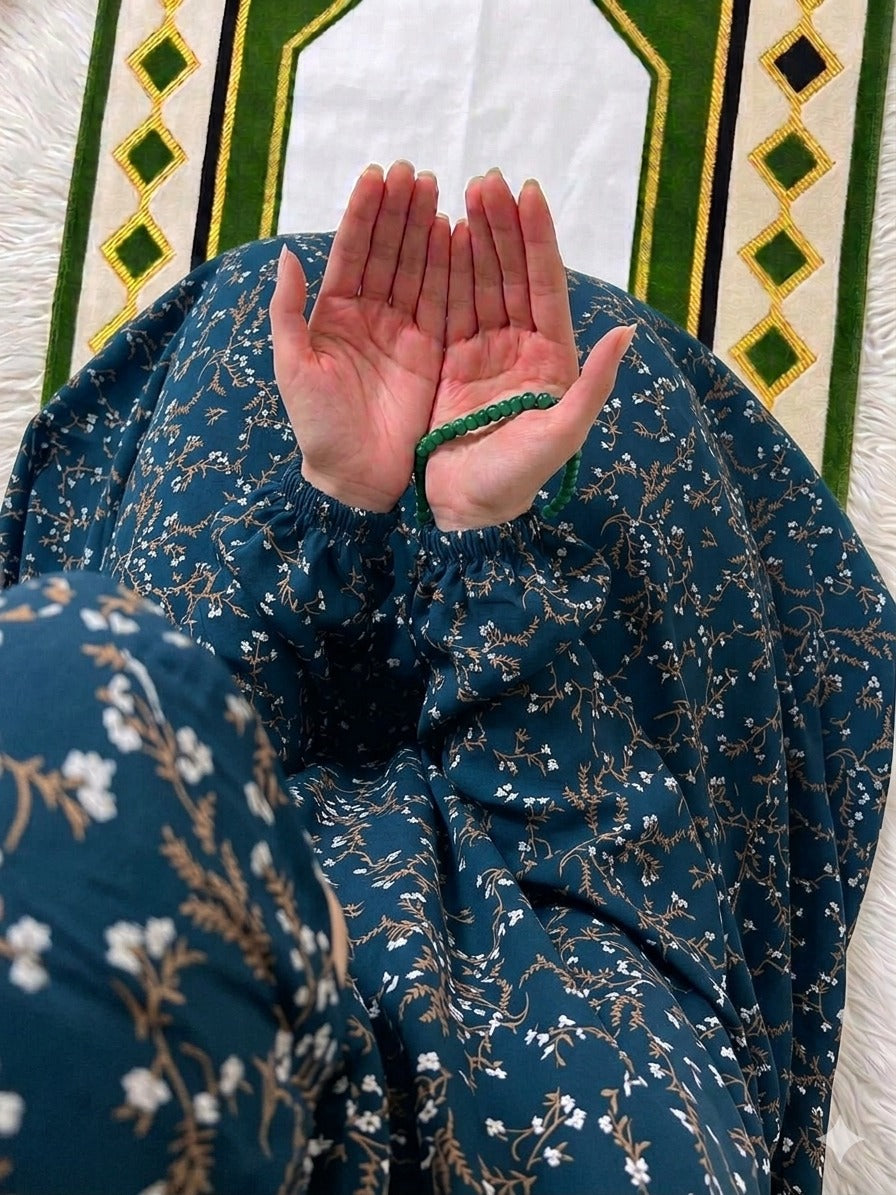 Big Size Full Coverage Namaz Chadar Full Sleeves Blue