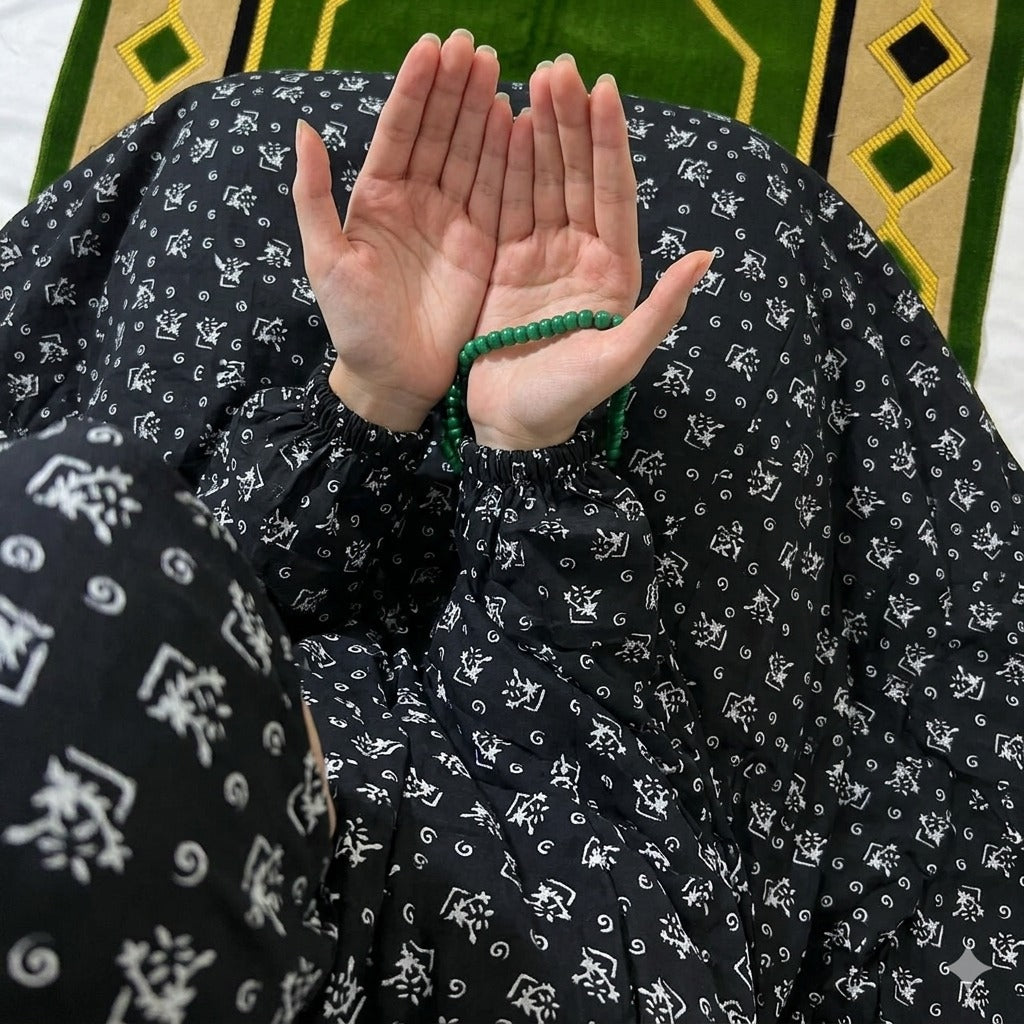 Big Size Full Coverage Namaz Chadar Full Sleeves Black