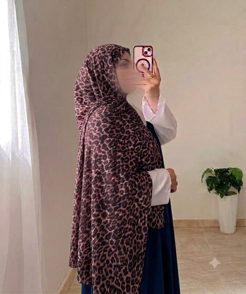 Crinkle Leopard Printed Hijab