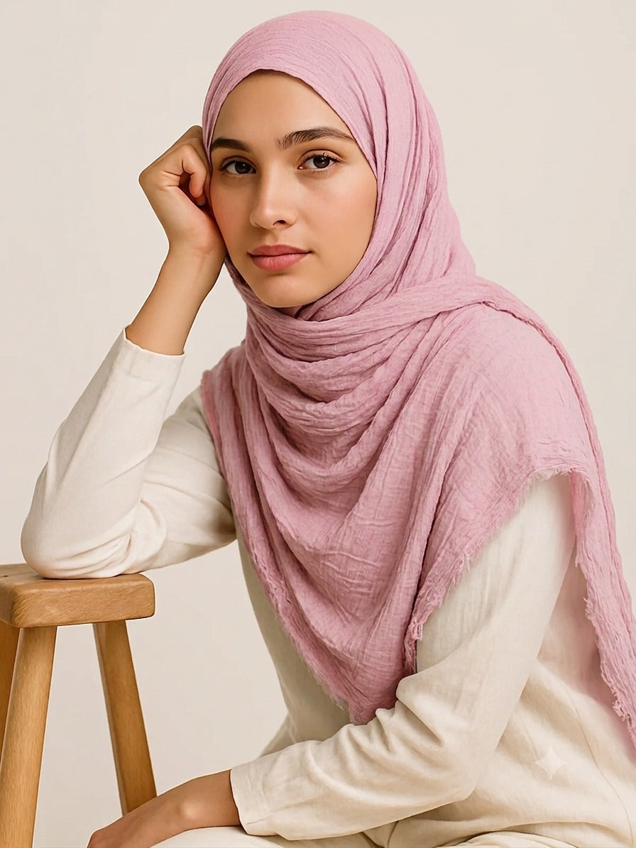Crimps Hijab Rose Pink
