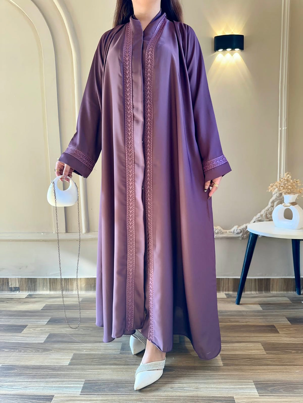Liyana Embroidered Front-Open Abaya